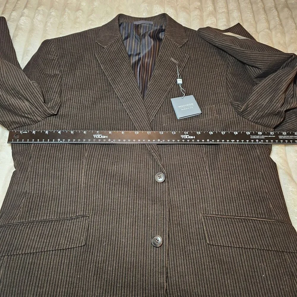 Madison Corduroy Pinstripe Brown Sport Coat Mens 44S NWT